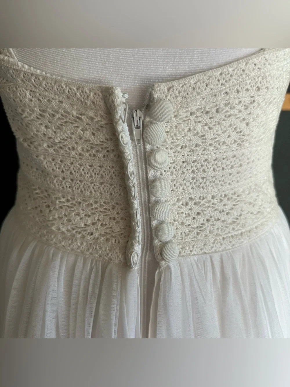 With Grace Ivory Lace Tulle Midi Dress NWT $800 Boho Bridal Anthro style Sz 8 - Picture 9 of 11